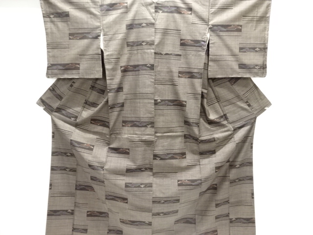 JAPANESE KIMONO / DORO OSHIMA TSUMUGI / UNUSED / WOVEN ABSTRACT FLOWER / 5MARUKI